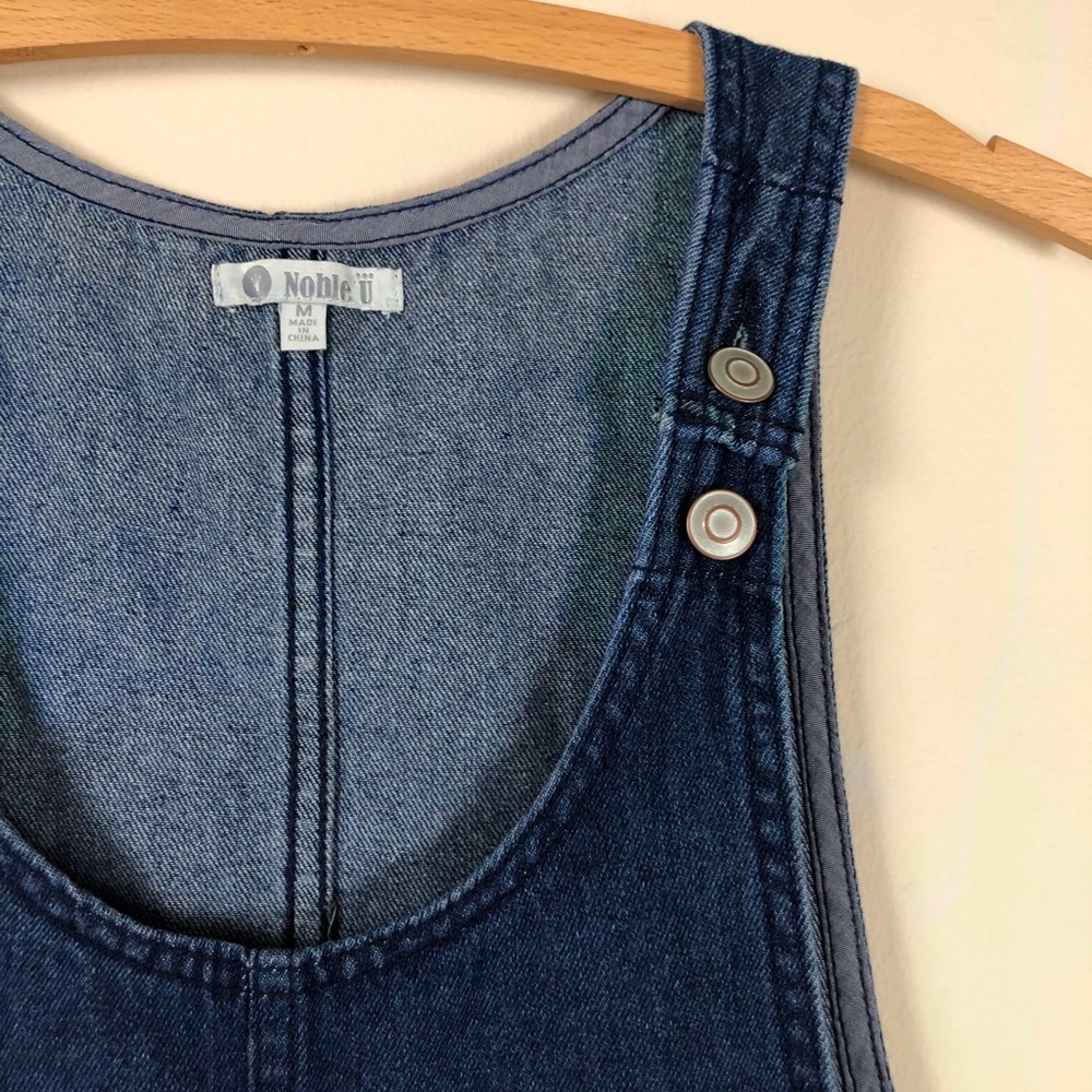 vintage 90s denim overalls dress cotton y2k jean mini pinafore jumper bib grunge - Picture 9 of 9